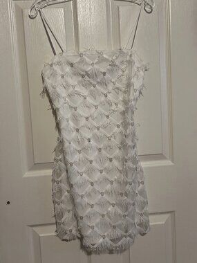 Acoa White Fringe Mini Dress sz S